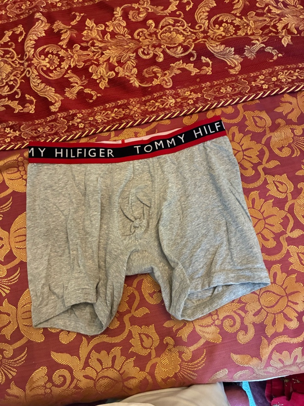 Tommy Hilfiger Heather Gray Boxer Briefs with Red & Black Waistband